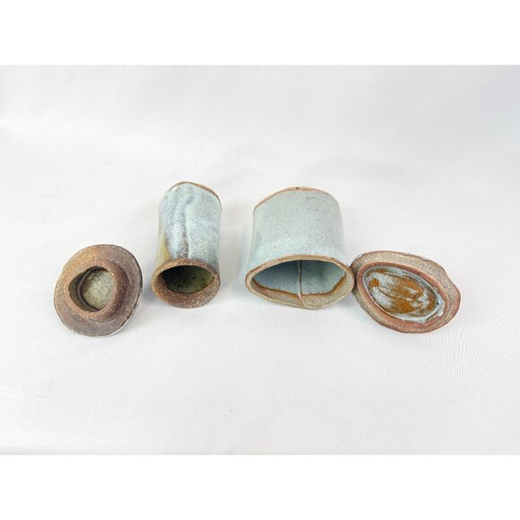 Vintage Paul Stubbs Pottery Jars - Twisty Loop and Cat Tops - Picture 6 of 7